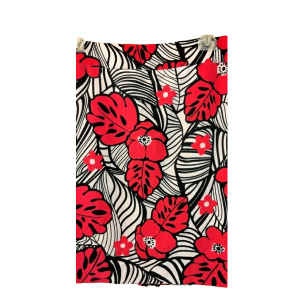 Nine West Red & Pink & Black Flowery Skirt Sz. 12